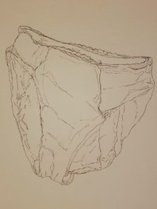 A pen drawing of a pair of underwear